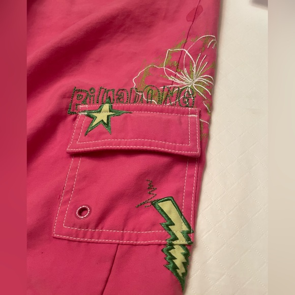 Billabong Size 7 Board shorts in hot pink with embroidered floral accents. - Picture 7 of 9